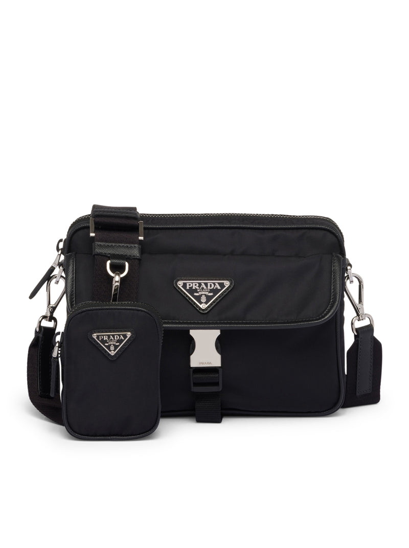 BORSA A TRACOLLA IN RE-NYLON E SAFFIANO