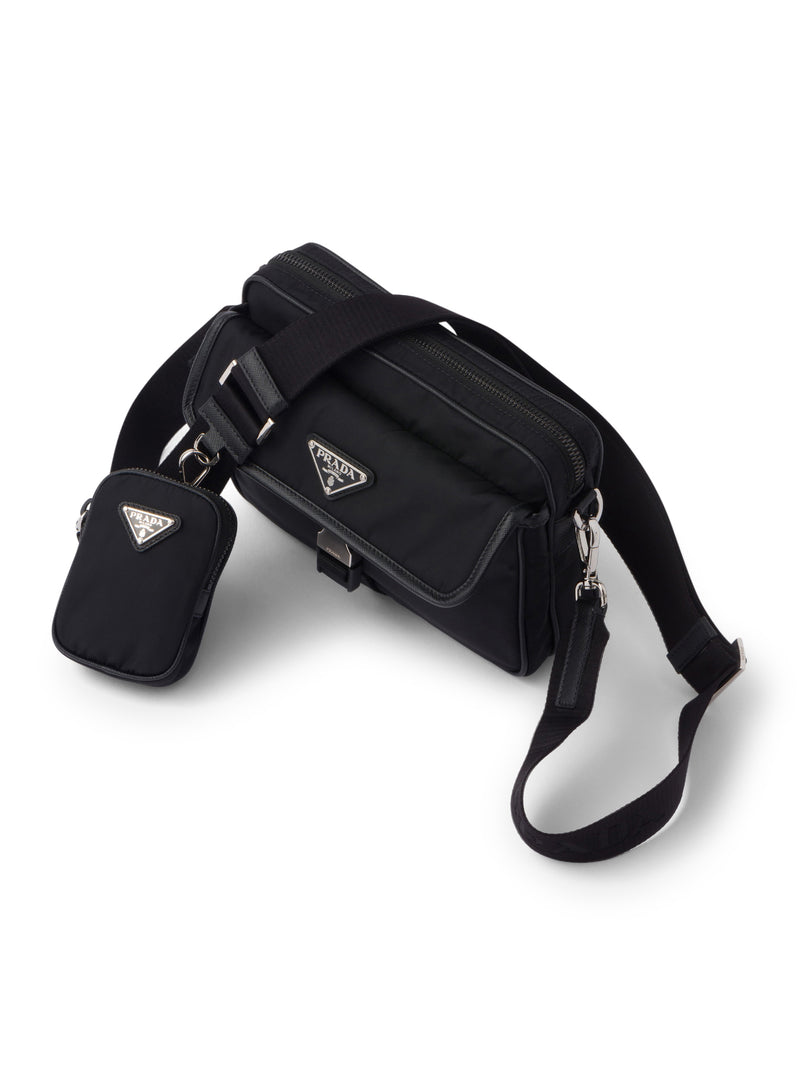 BORSA A TRACOLLA IN RE-NYLON E SAFFIANO