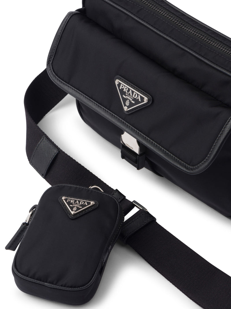 BORSA A TRACOLLA IN RE-NYLON E SAFFIANO