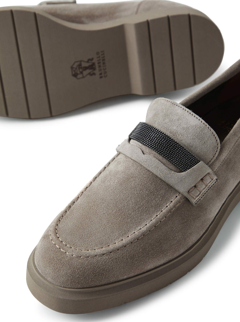 MOCASSINI PENNY IN CAMOSCIO CON MONILE APPLICATO