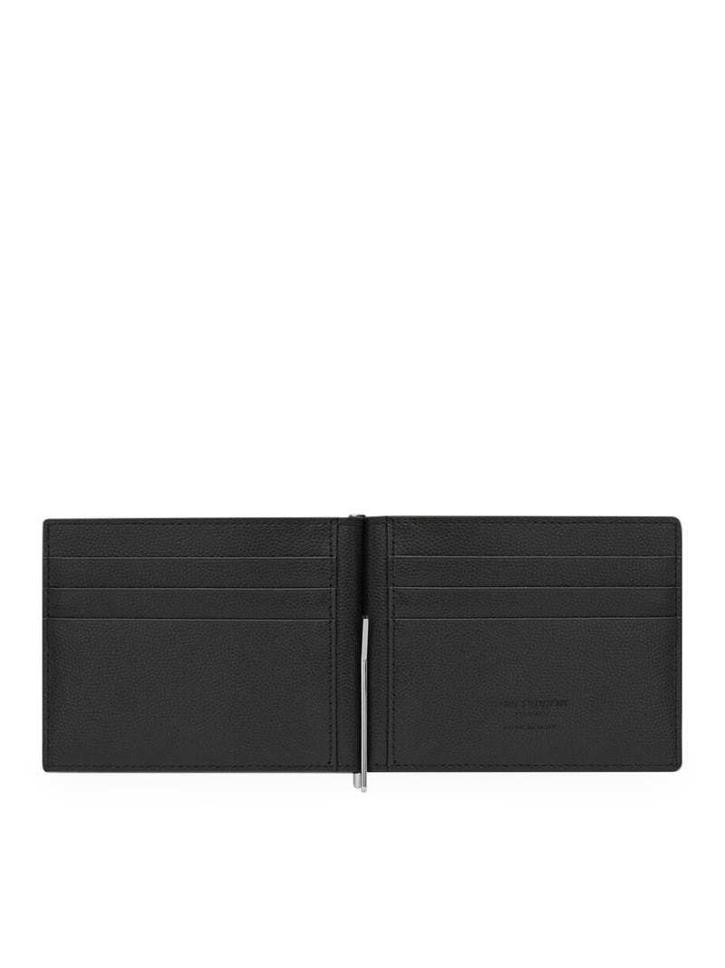 PORTAFOGLI FERMASOLDI SAINT LAURENT PARIS NERO PELLE A TEXTURE