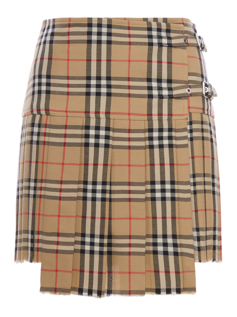 MINI KILT CON PIEGHE IN LANA CHECK