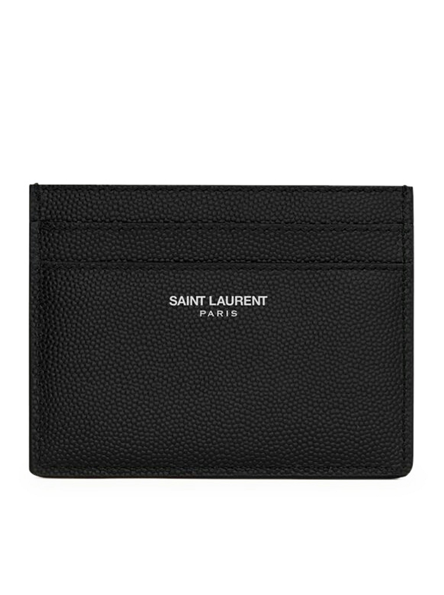 PORTA CARTE DI CREDITO SAINT LAURENT PARIS NERO PELLE A TEXTURE