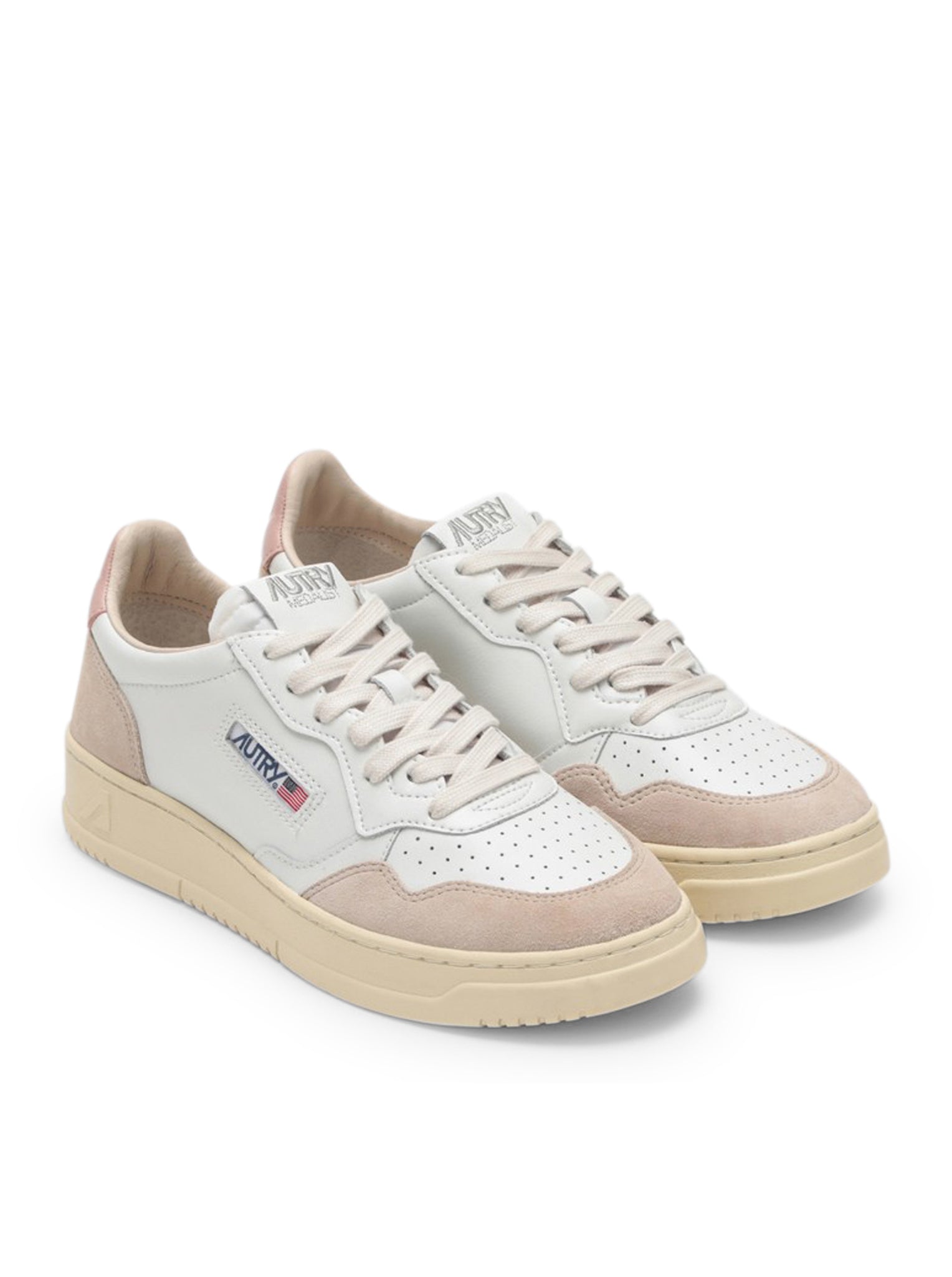 SNEAKERS MEDALIST LOW IN PELLE BIANCA E POWDER E SUEDE BEIGE