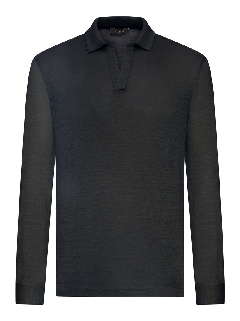 POLO IN LINO A MANICA LUNGA