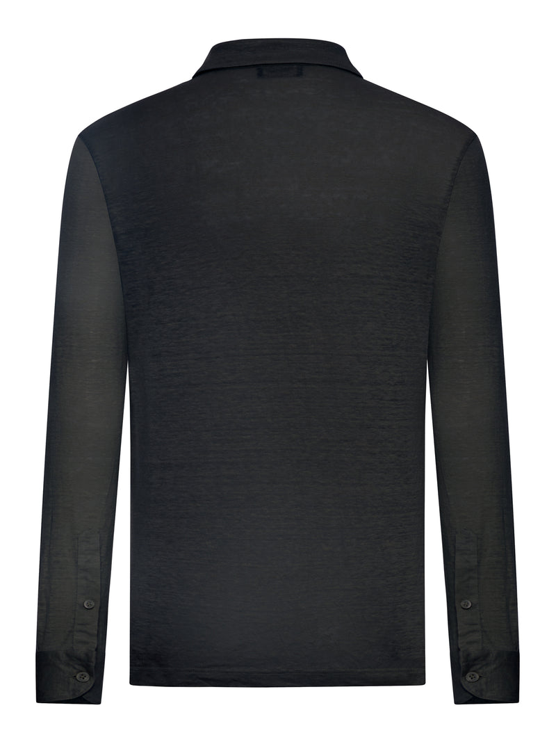 POLO IN LINO A MANICA LUNGA