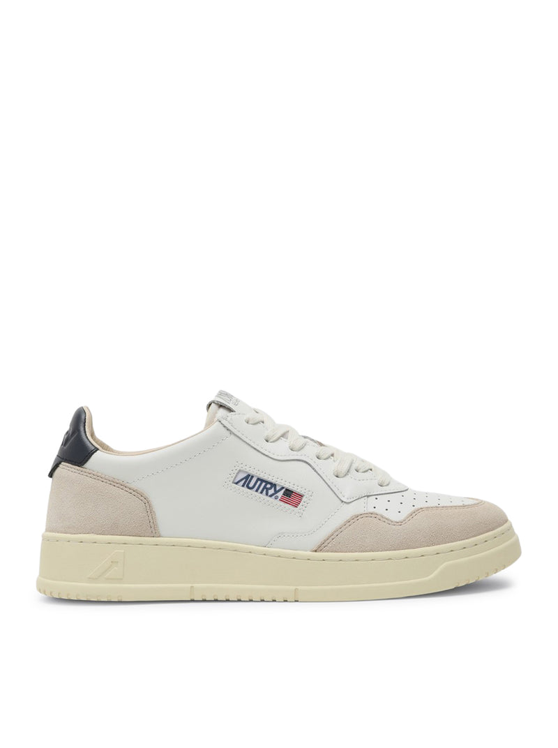 SNEAKERS MEDALIST LOW IN PELLE BIANCA E BLU E SUEDE BEIGE