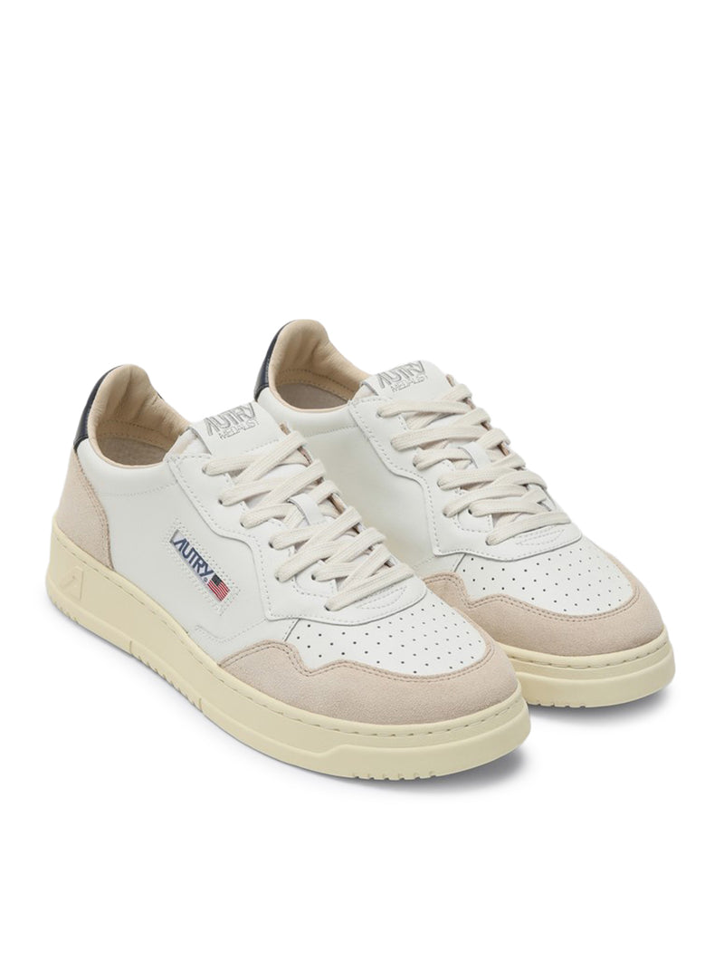 SNEAKERS MEDALIST LOW IN PELLE BIANCA E BLU E SUEDE BEIGE