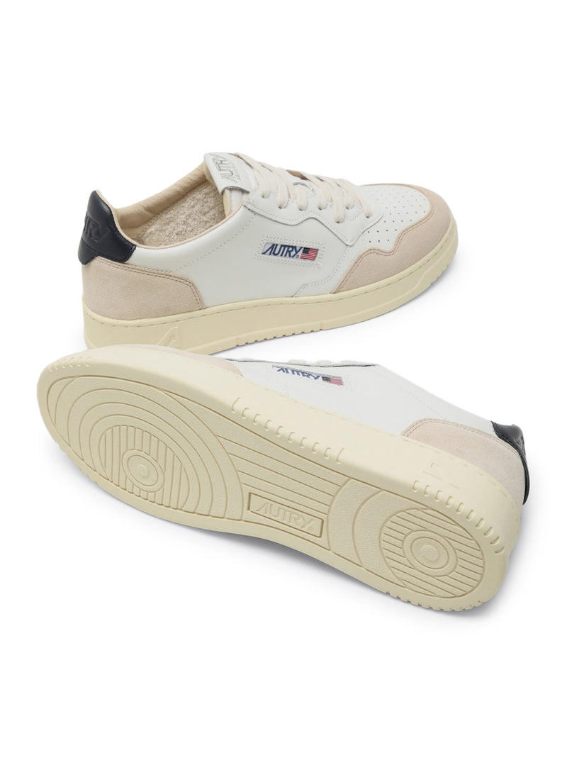 SNEAKERS MEDALIST LOW IN PELLE BIANCA E BLU E SUEDE BEIGE