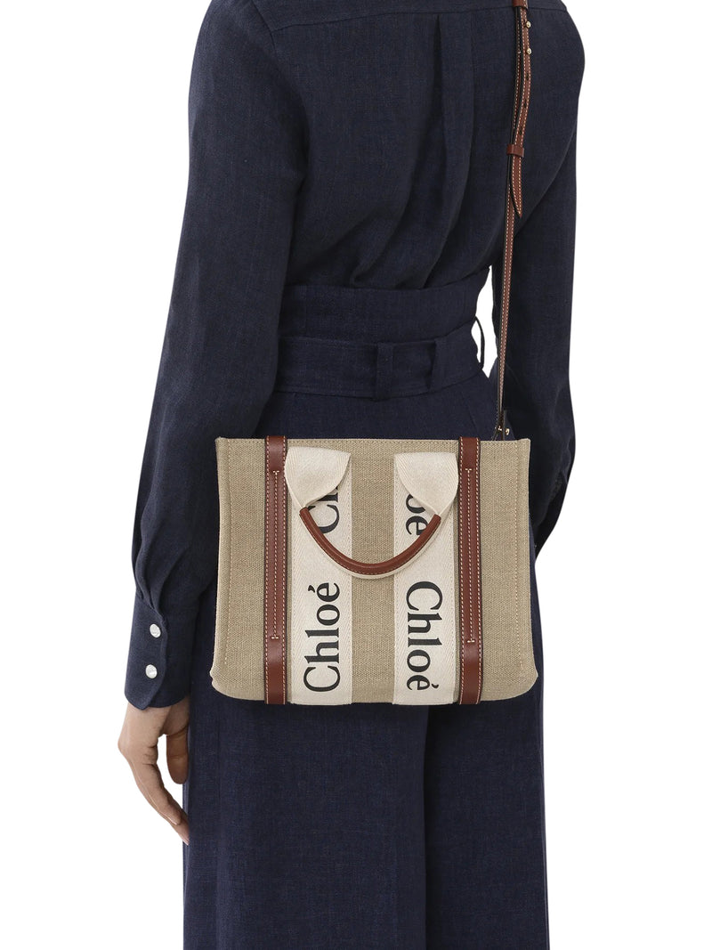 TOTE BAG PICCOLA WOODY IN LINO