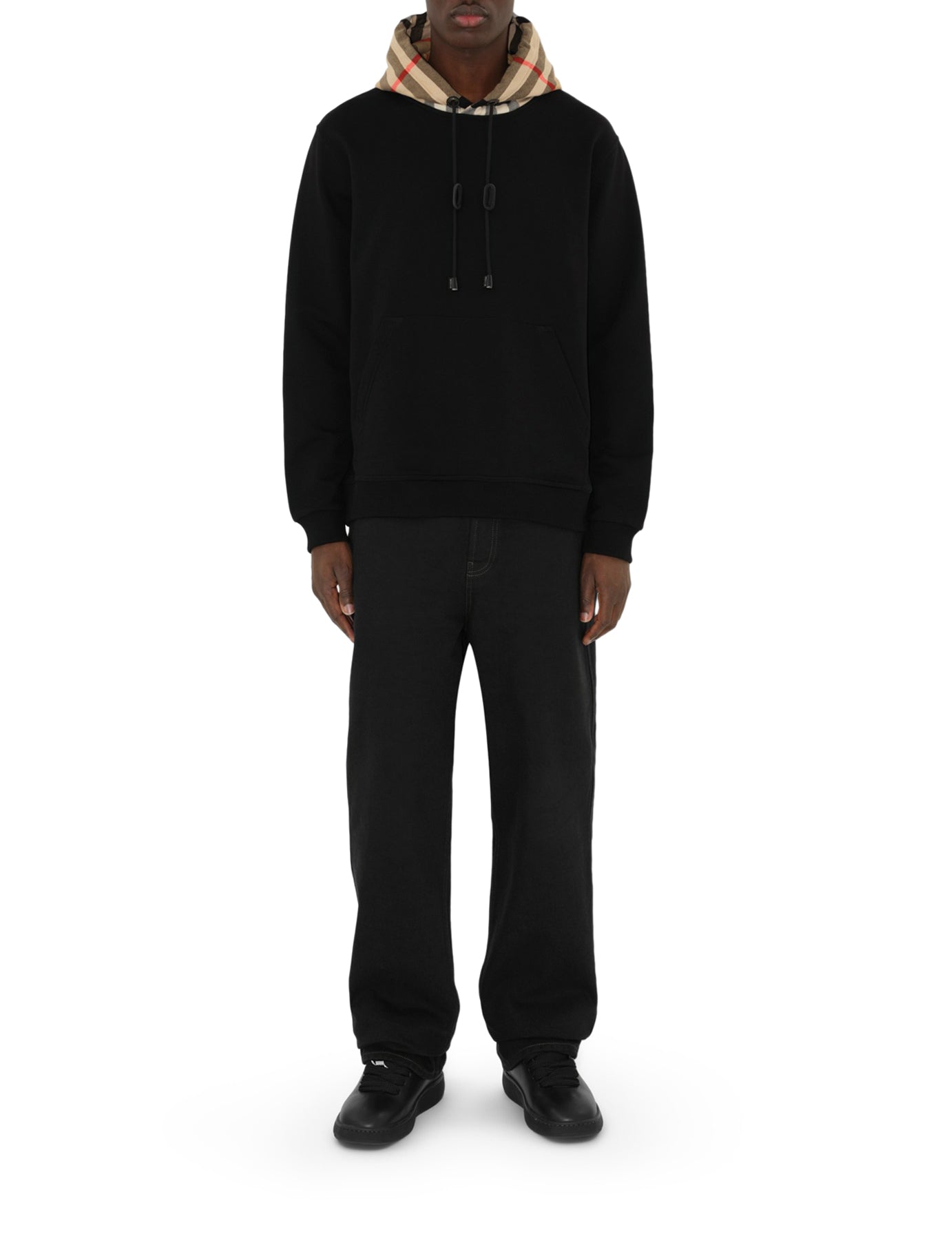 FELPA IN COTONE CON CAPPUCCIO CHECK