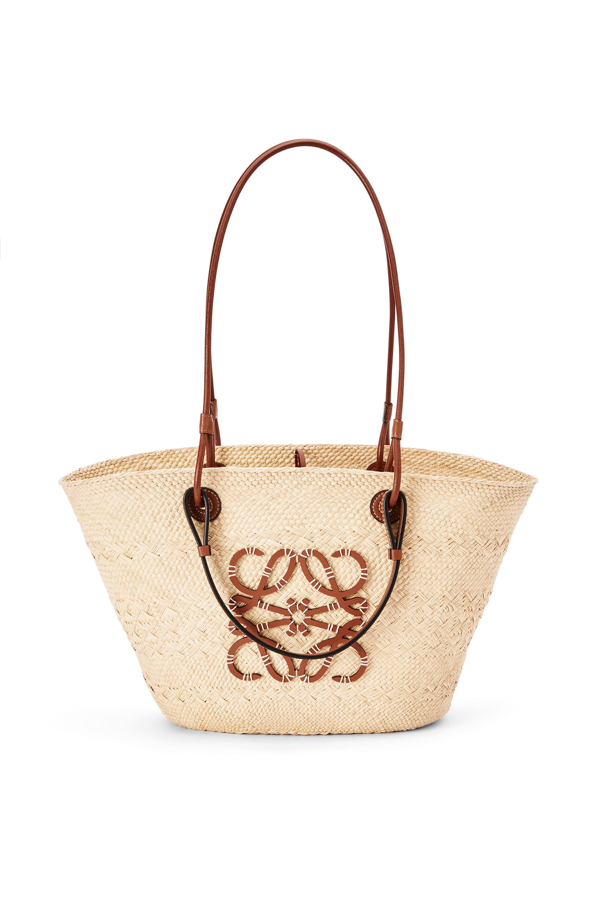 BORSA ANAGRAM BASKET MEDIA IN PALMA IRACA E PELLE DI VITELLO