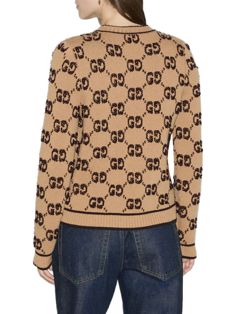 CARDIGAN IN LANA BOUCLE` CON LOGO GG ALLOVER