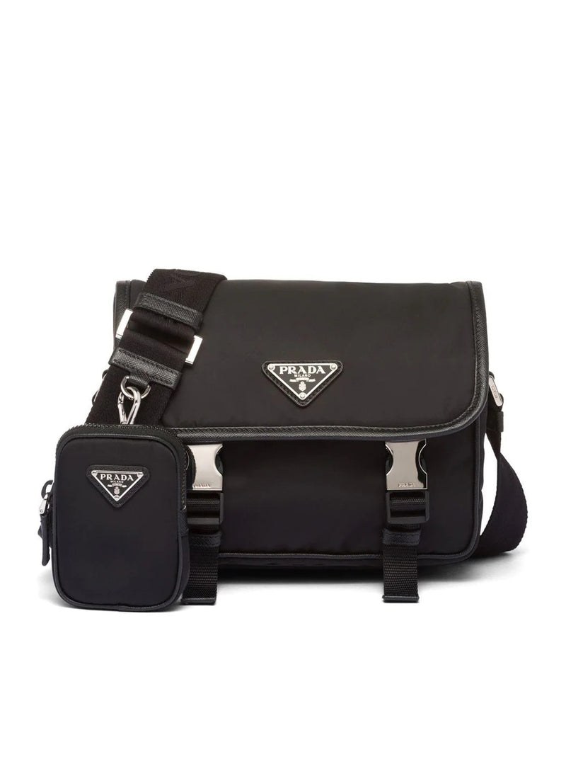 BORSA A TRACOLLA IN RE-NYLON E SAFFIANO