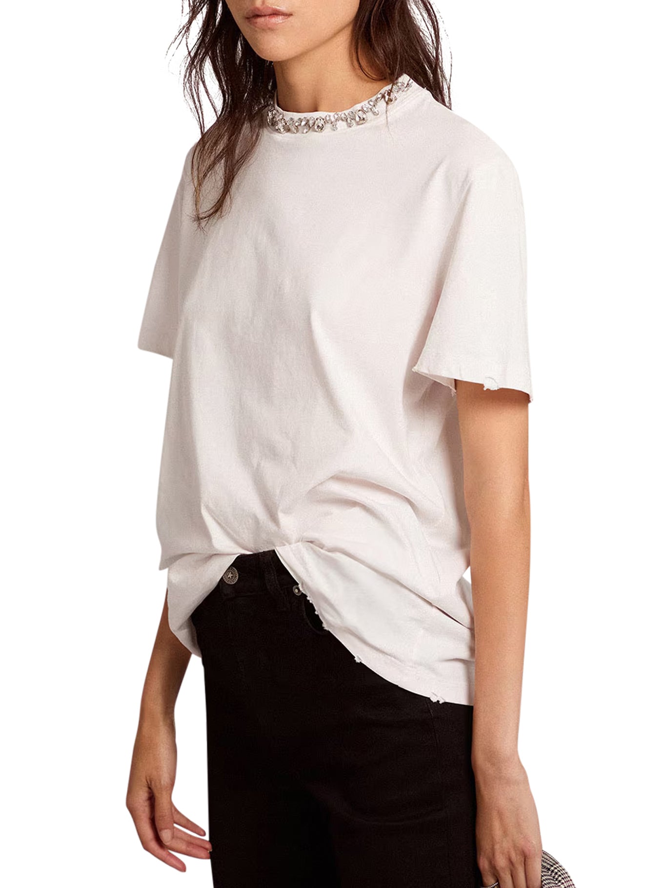 T-SHIRT IN COTONE CON CRISTALLI CABOSHON