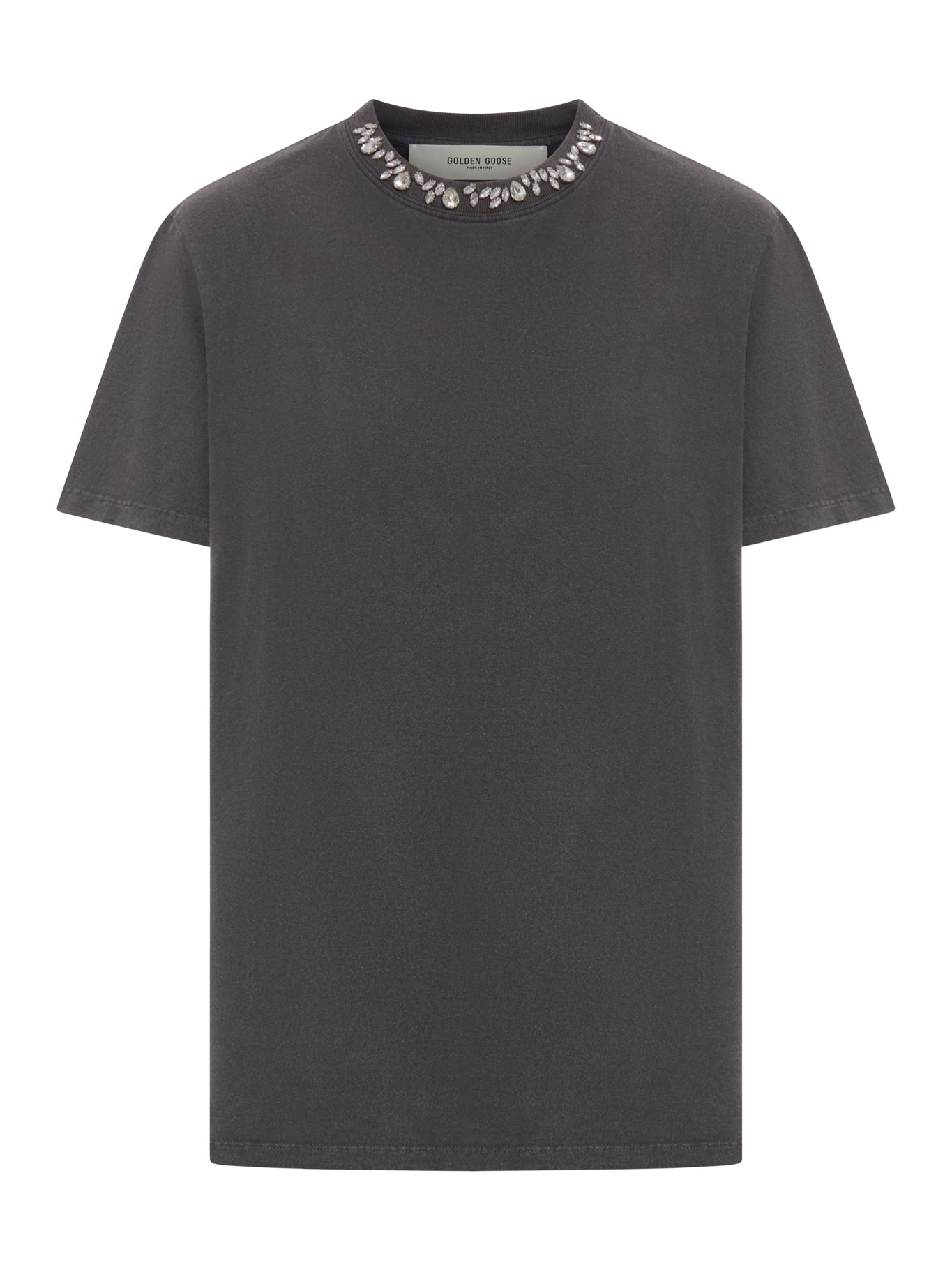 T-SHIRT IN GRIGIO CON CRISTALLI