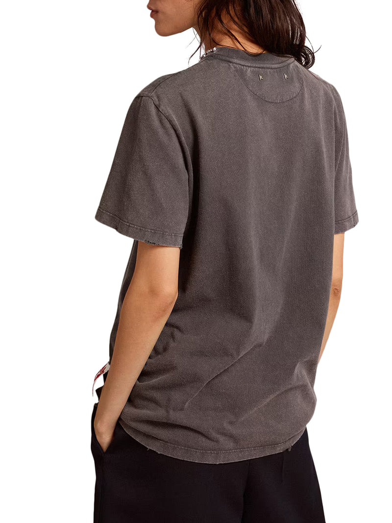 T-SHIRT IN GRIGIO CON CRISTALLI