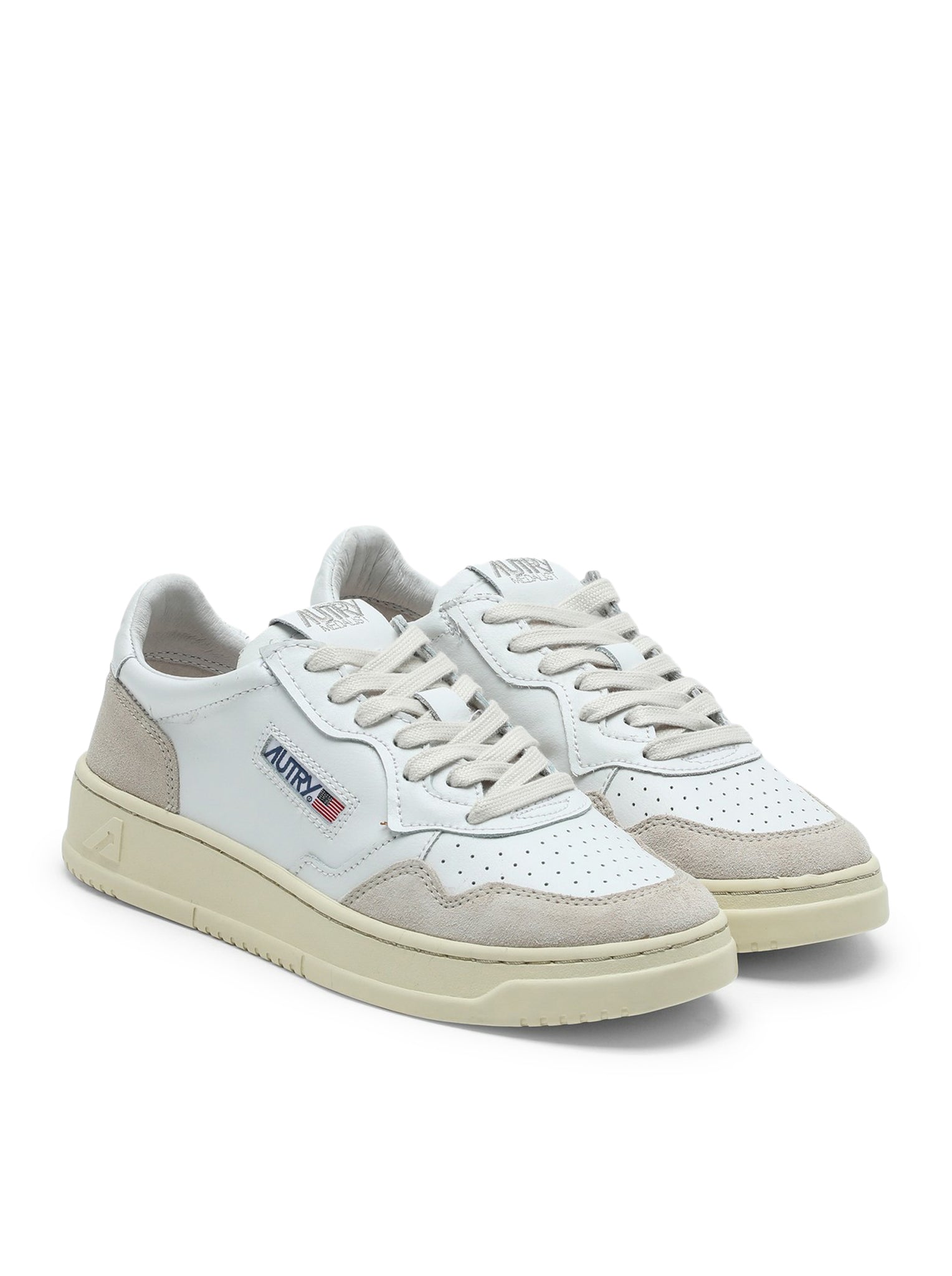 SNEAKERS MEDALIST LOW IN PELLE BIANCA E SUEDE BEIGE