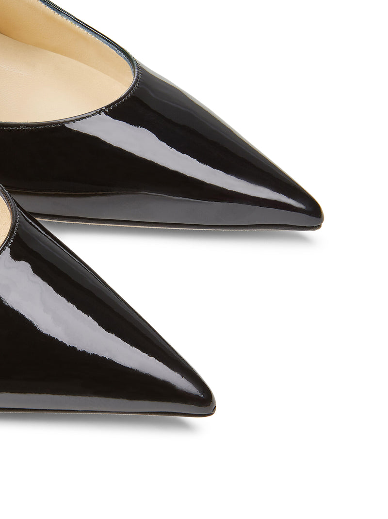 SABOT BING 100 IN PELLE NERA VERNICIATA CON CINTURINO DI CRISTALLI