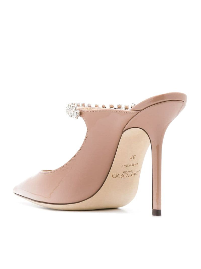 SABOT BING 100 IN PELLE NERA VERNICIATA CON CINTURINO DI CRISTALLI