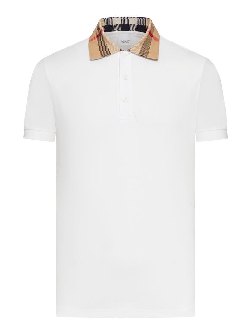 POLO IN COTONE PIQUÉ CON COLLETTO BURBERRY CHECK