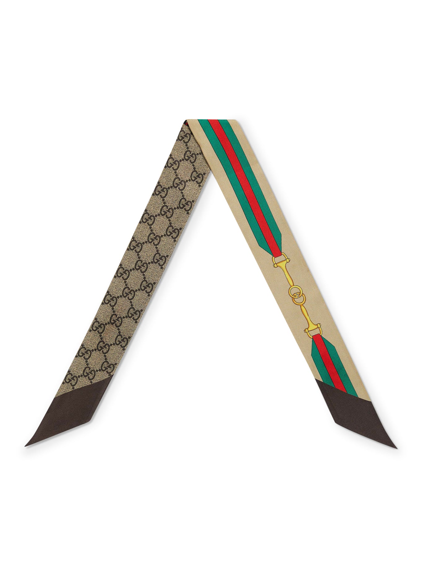 FIOCCO IN SETA CON STAMPA MORSETTO CON INCROCIO GG E WEB