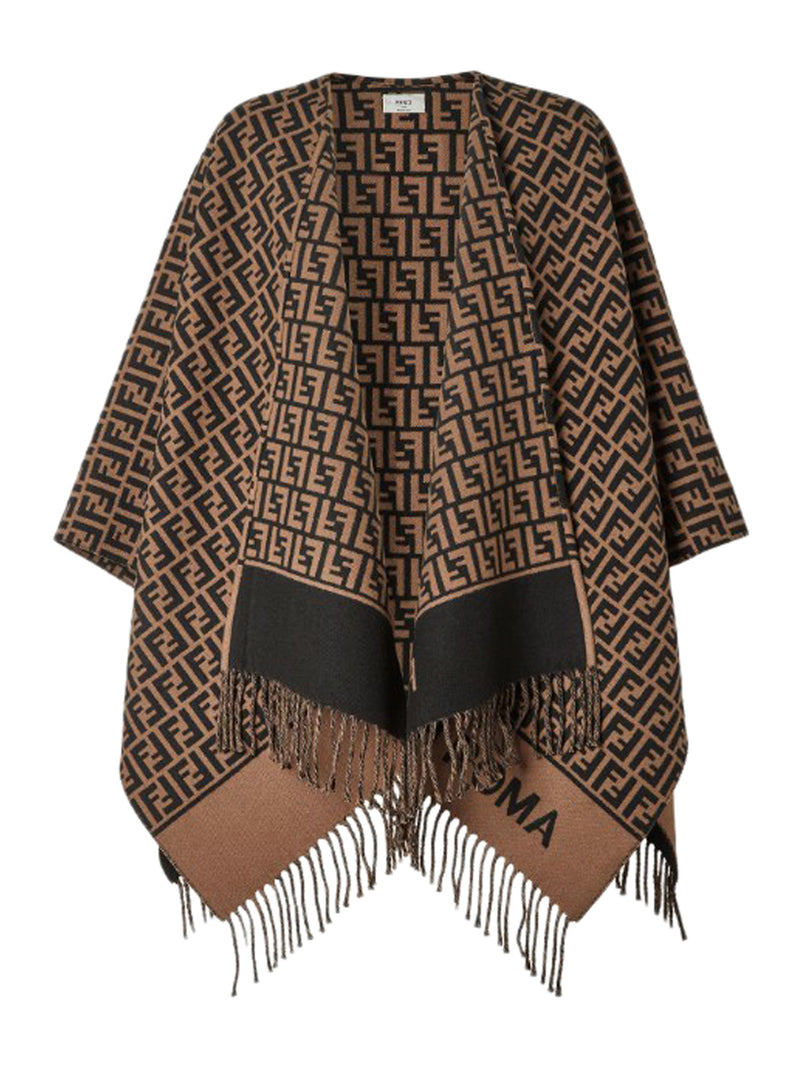 PONCHO IN LANA E CASHMERE MARRONE