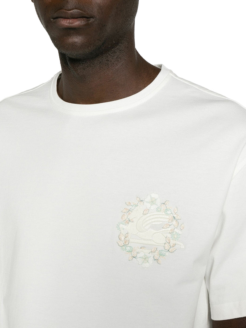 T-shirt in cotone con ricamo Pegaso