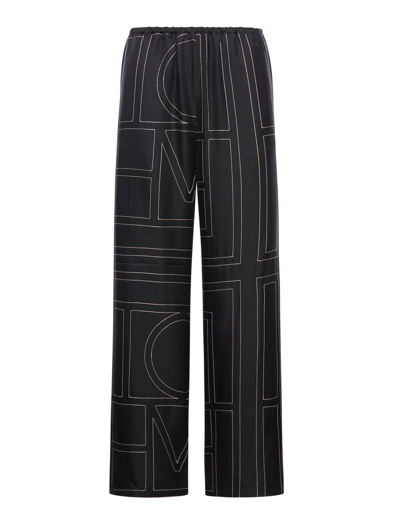 PANTALONI IN SETA CON MONOGRAMMA