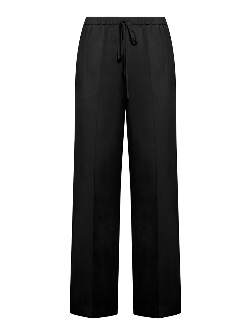 PANTALONI WIDE LEG IN MISTO LINO