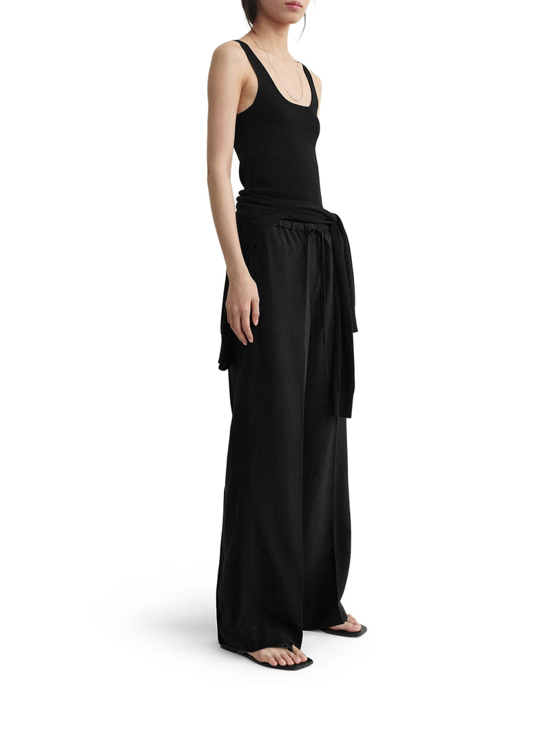 PANTALONI WIDE LEG IN MISTO LINO