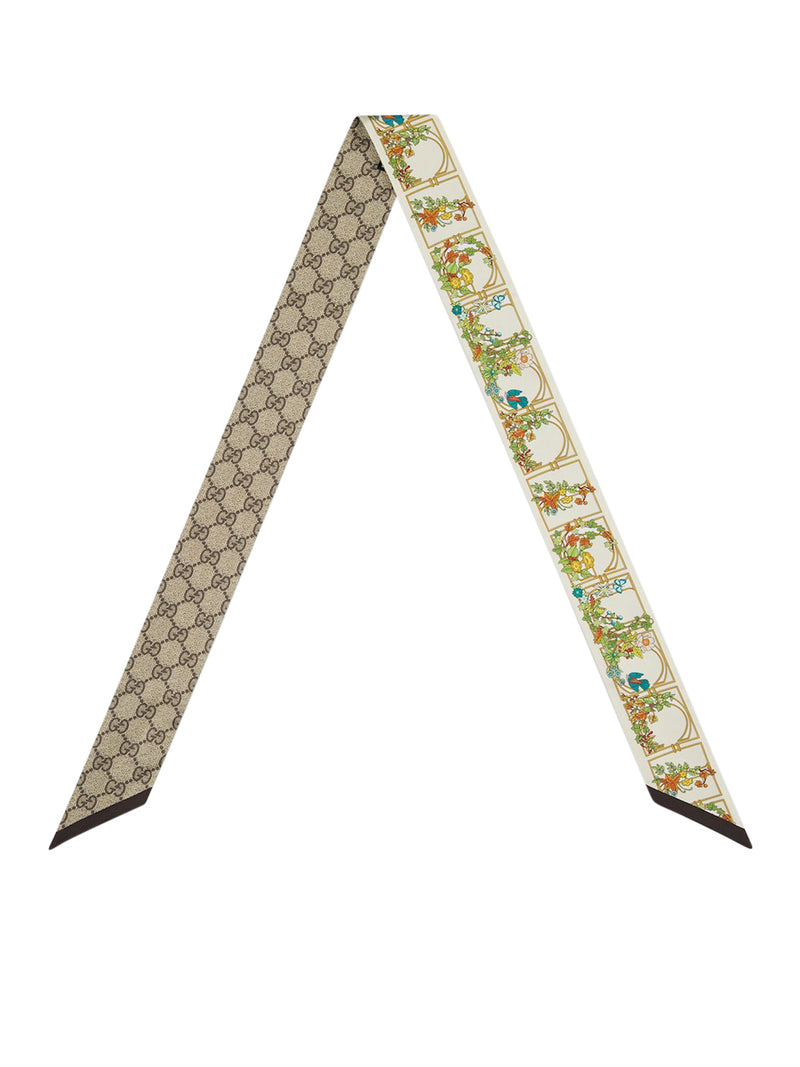 FIOCCO IN SETA CON STAMPA FLOREALE CON ANIMALI