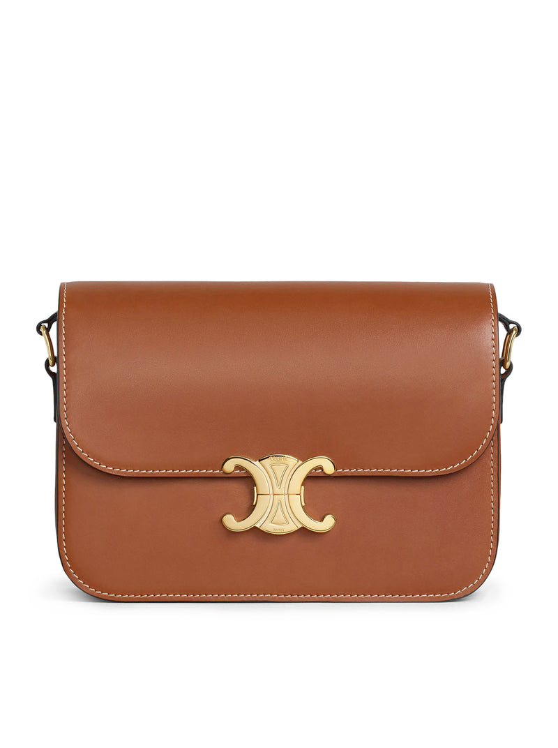 BORSA TRIOMPHE CLASSIQUE IN PELLE DI VITELLO NATURALE TAN