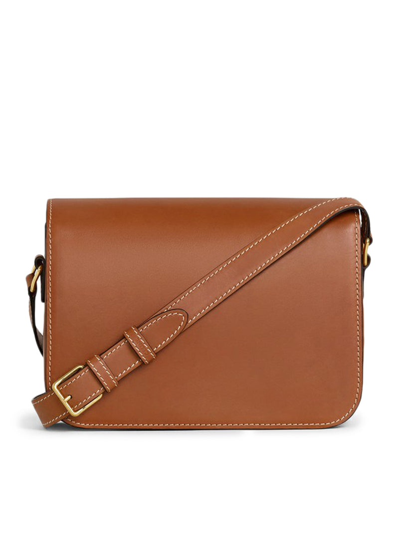 BORSA TRIOMPHE CLASSIQUE IN PELLE DI VITELLO NATURALE TAN