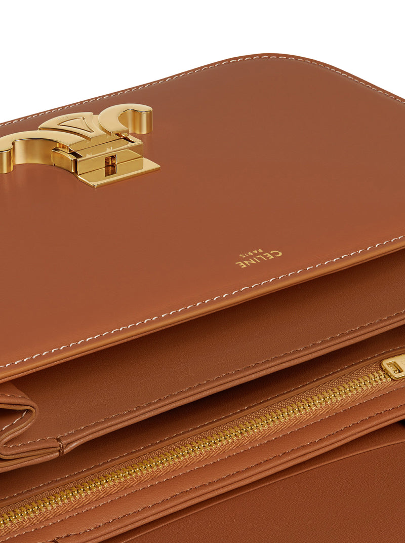 BORSA TRIOMPHE CLASSIQUE IN PELLE DI VITELLO NATURALE TAN