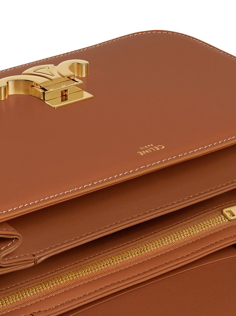 BORSA TRIOMPHE CLASSIQUE IN PELLE DI VITELLO NATURALE TAN
