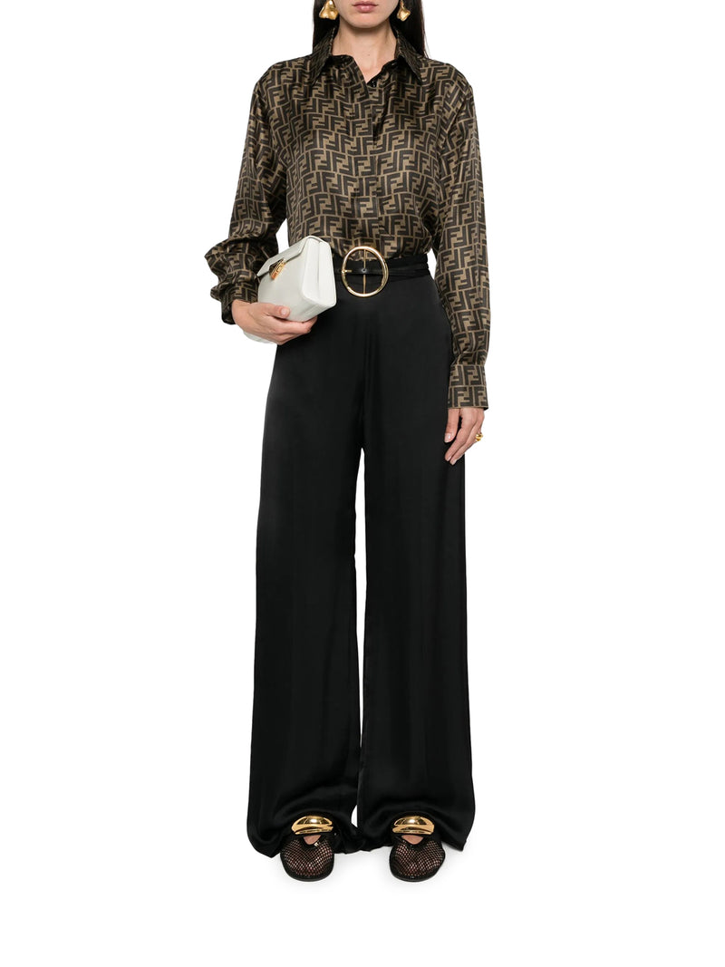 CAMICIA IN SETA FF MARRONE