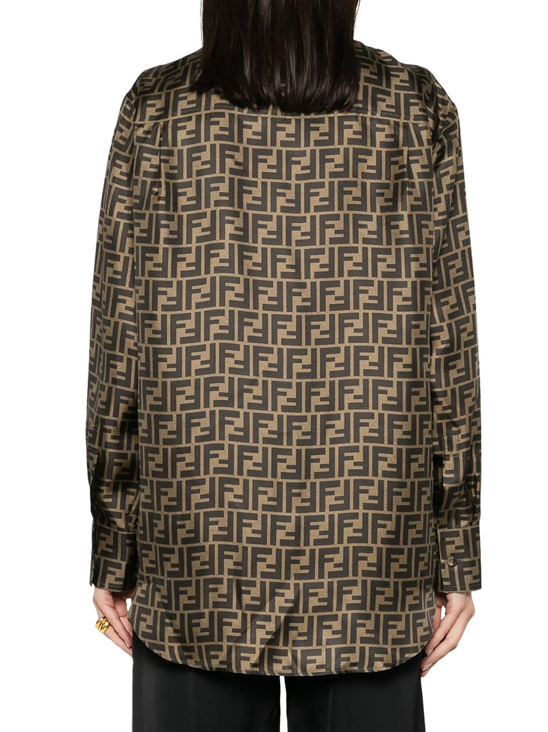 CAMICIA IN SETA FF MARRONE