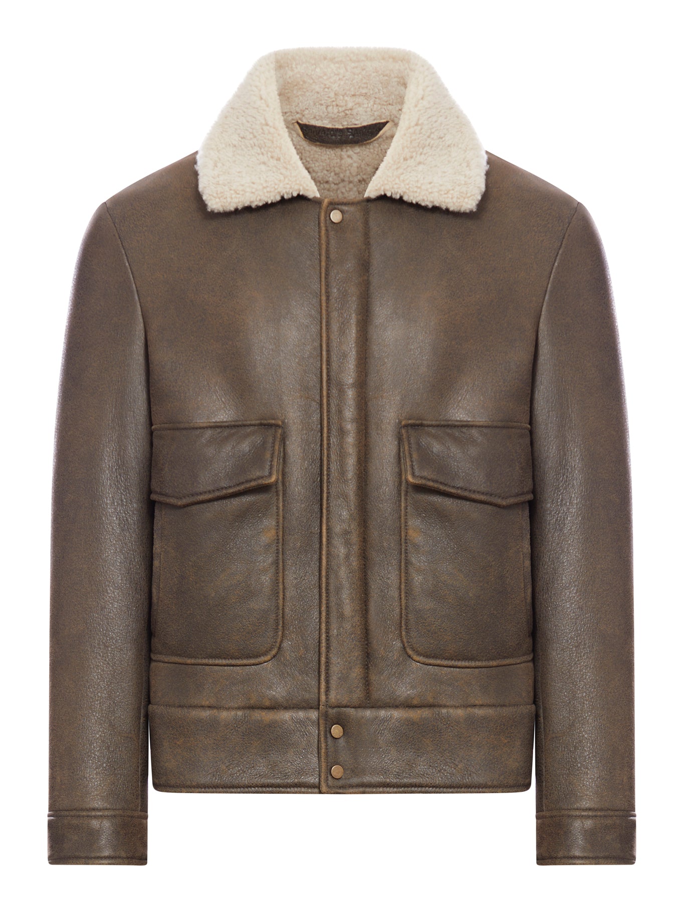 Bomber in pelle e shearling