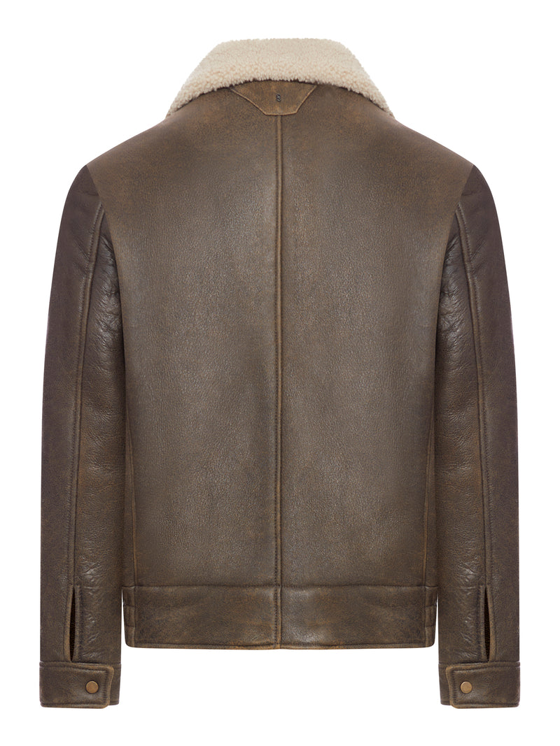 Bomber in pelle e shearling