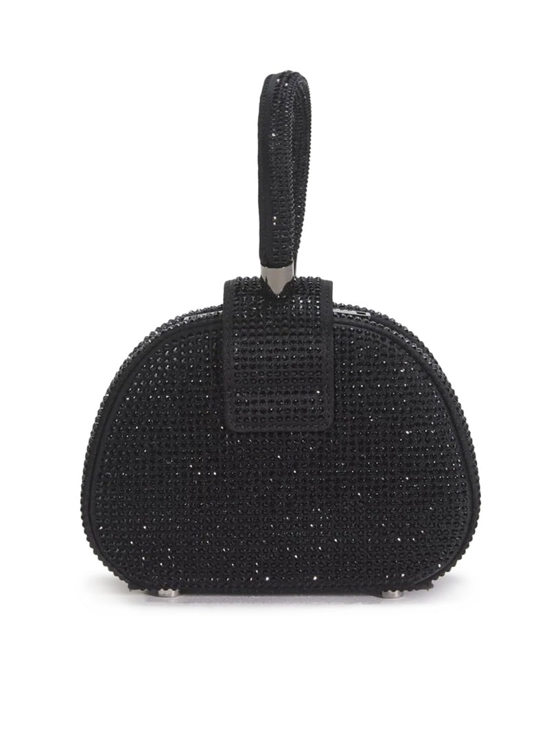 BORSA MICRO CON MANICO SUPERIORE IN STRASS NERA