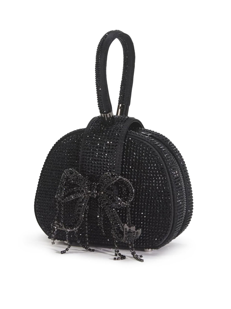 BORSA MICRO CON MANICO SUPERIORE IN STRASS NERA