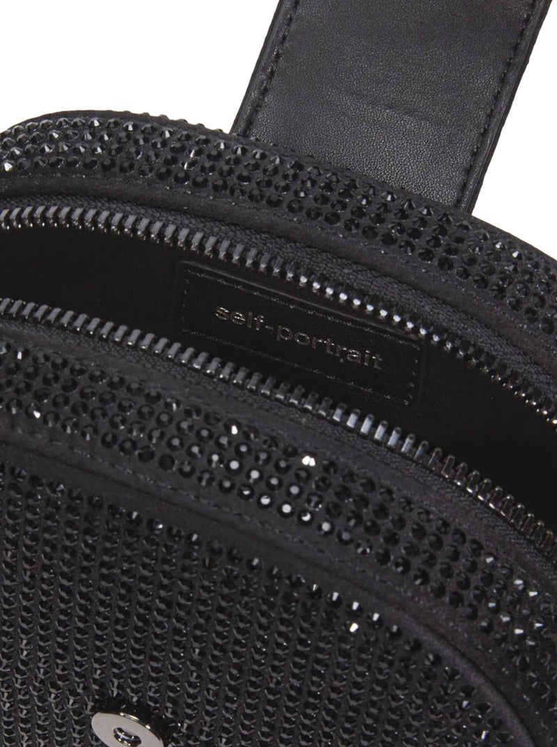 BORSA MICRO CON MANICO SUPERIORE IN STRASS NERA