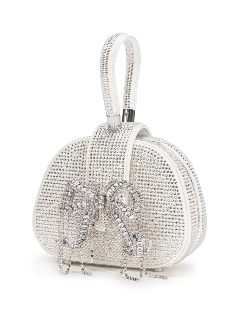 BORSA MICRO CON MANICO SUPERIORE IN STRASS CREMA