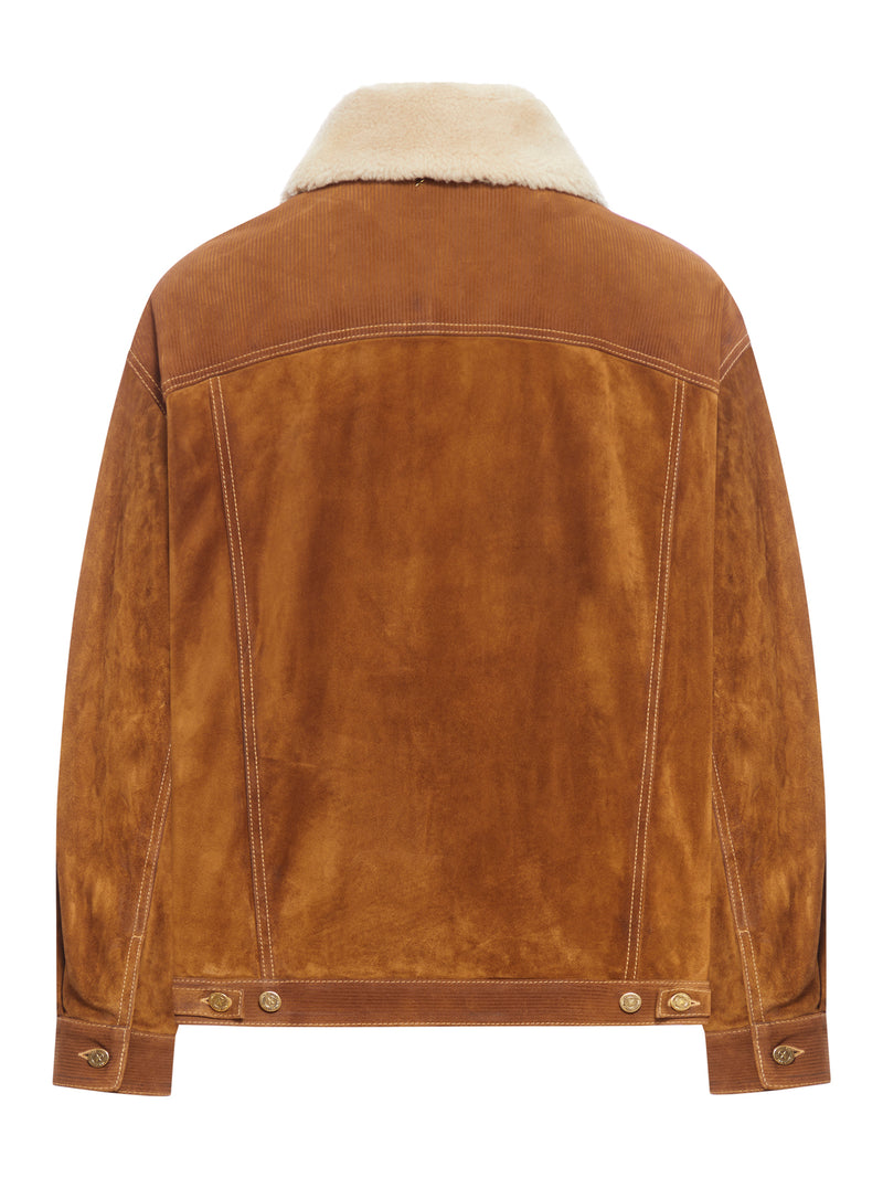 giacca in pelle e shearling