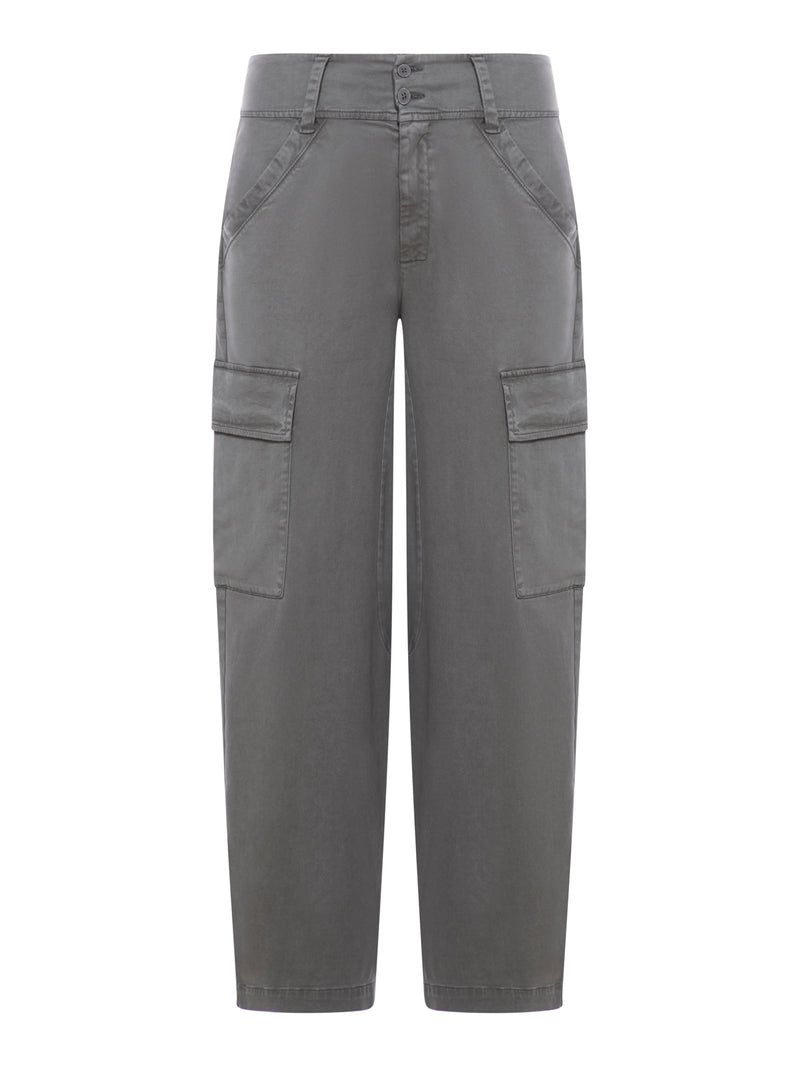 Pantalone cargo in raso di cotone stretch