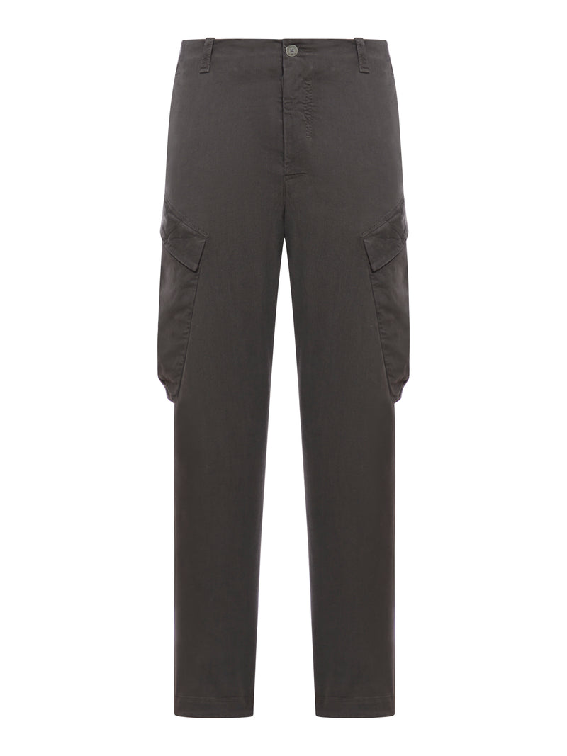 Pantalone cargo regular fit in tencell e modal stretch smerigliato