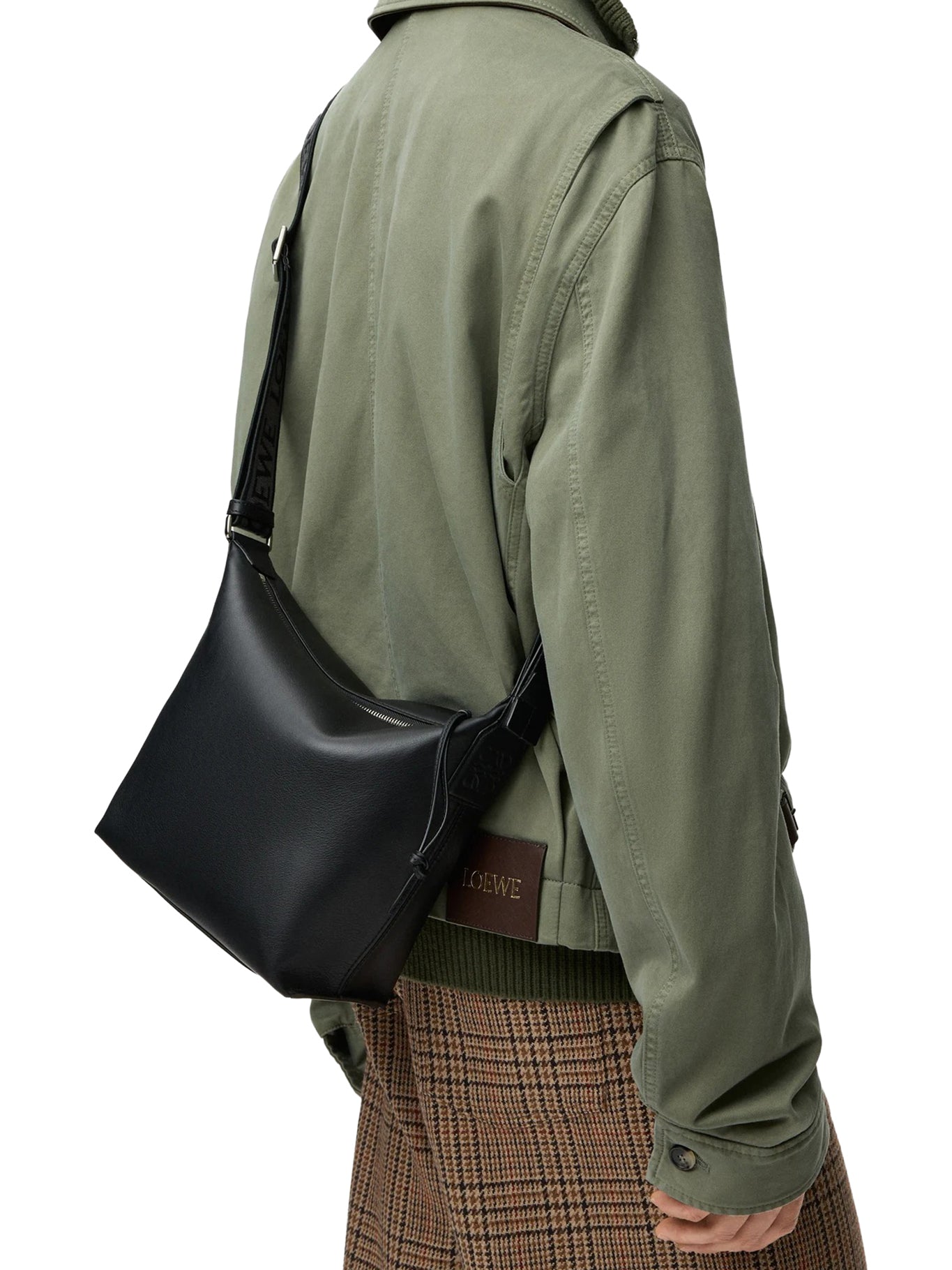 BORSA A TRACOLLA CUBI PICCOLA IN PELLE DI VITELLO LISCIA E JACQUARD