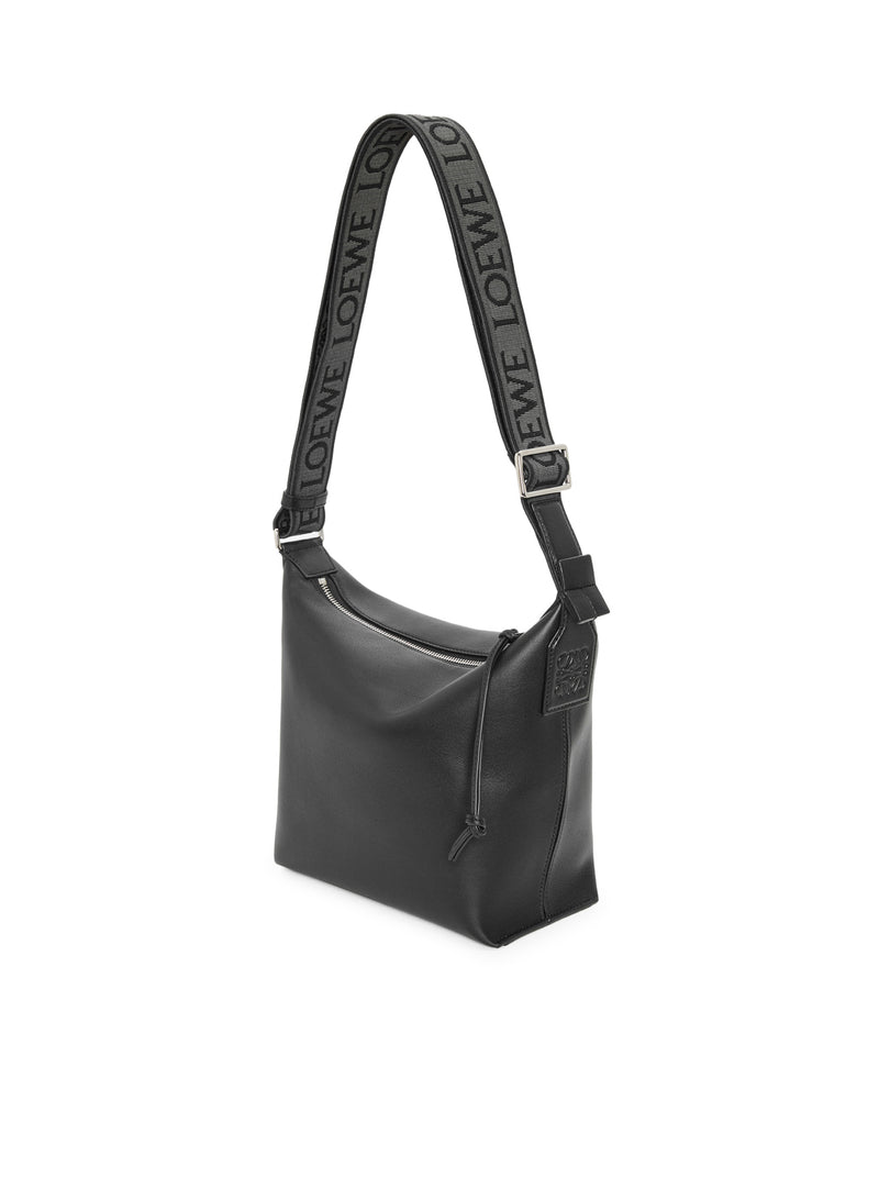 BORSA A TRACOLLA CUBI PICCOLA IN PELLE DI VITELLO LISCIA E JACQUARD