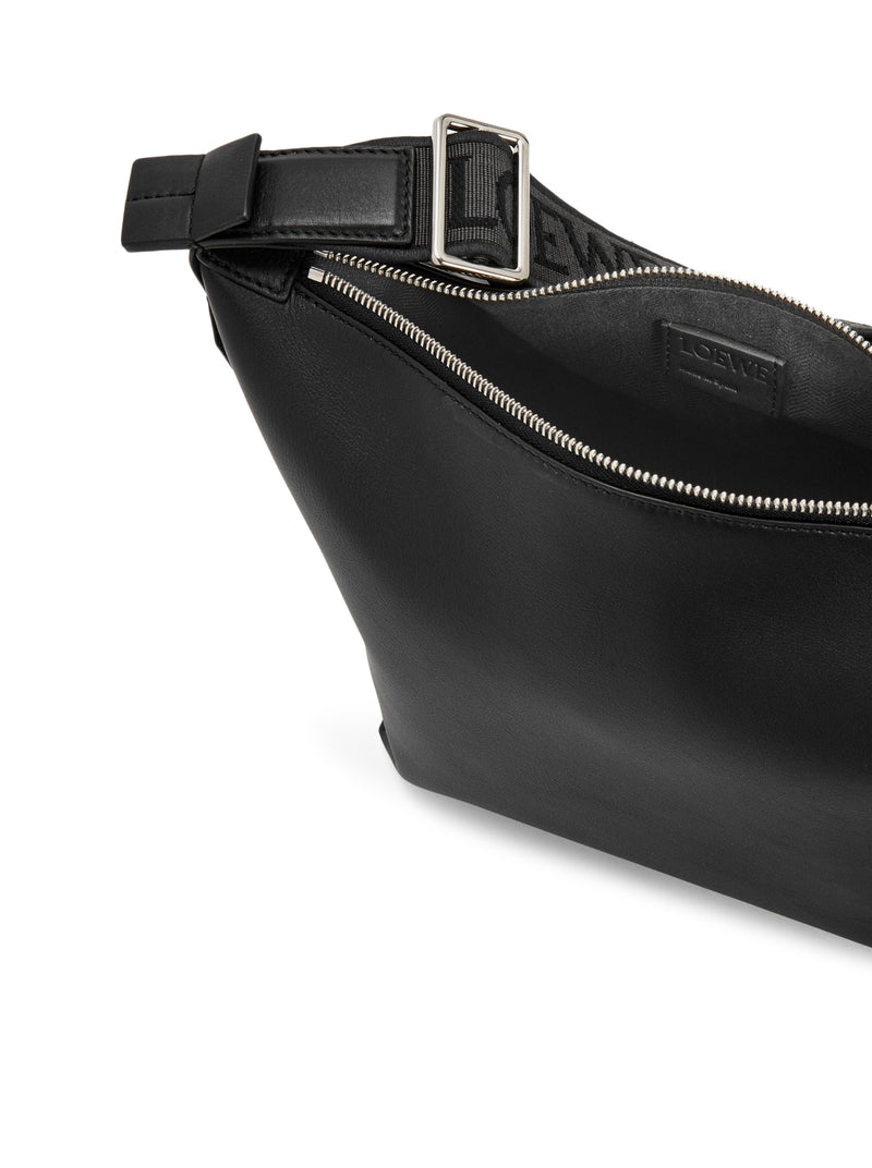 BORSA A TRACOLLA CUBI PICCOLA IN PELLE DI VITELLO LISCIA E JACQUARD